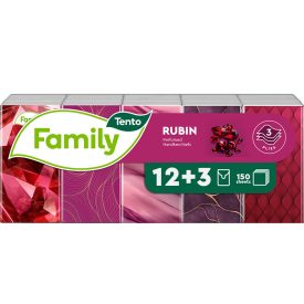   Tento Zsebkendő 12+3X10db-os 3 Rét. Family Rubin (15Csík/Karton)
